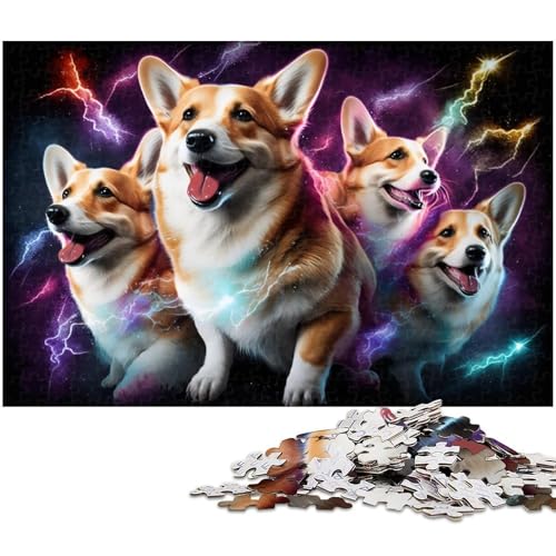 Puzzle für Erwachsene, 1000 Teile, Corgi-Puzzle für Erwachsene, Holzpuzzle, lustiges Geschenk, Größe 50 x 75 cm von LLONGKT