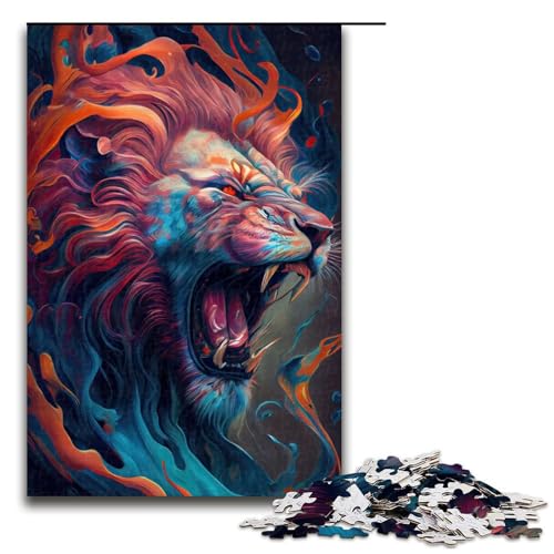 Puzzle für Erwachsene, 1000 Teile, Der brüllende Löwe, Familiendekoration, Größe 50 x 75 cm von LLONGKT