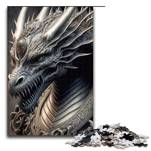 Puzzle für Erwachsene, 1000 Teile, Drachenkopf V, Stressabbau, Weihnachtswunschliste mit Weihnachtsmann, Größe 50 x 75 cm von LLONGKT