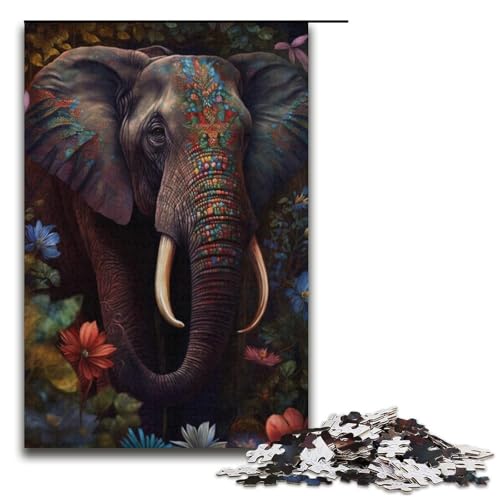 Puzzle für Erwachsene, 1000 Teile, Dschungel-Elefant, Lernspiele, Heimdekoration, Puzzlegröße 38 x 26 cm von LLONGKT
