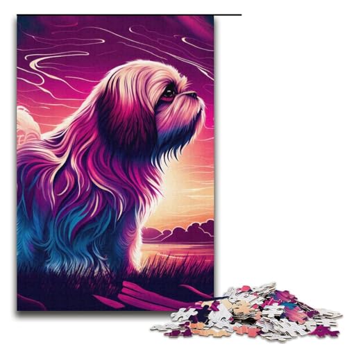 Puzzle für Erwachsene, 1000 Teile, EIN wunderschöner Shitzu-Hund, Lernspiele, Heimdekoration, Puzzlegröße 38 x 26 cm von LLONGKT