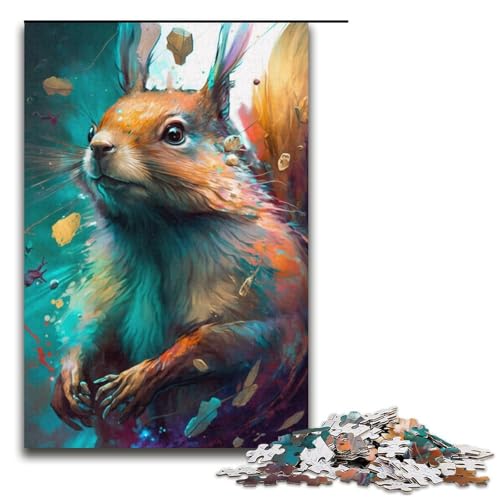 Puzzle für Erwachsene, 1000 Teile, Eichhörnchen malen, Familienaktivitätspuzzle, anspruchsvoll zu vervollständigen, Aber lustig und humorvoll (Größe 38 x 26 cm) von LLONGKT