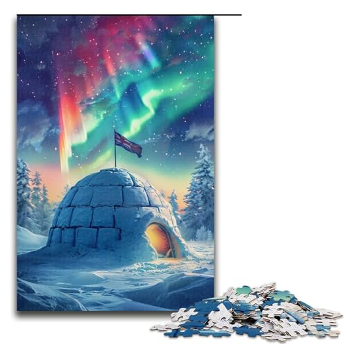 Puzzle für Erwachsene, 1000 Teile, Eisschlösser unter der Aurora Borealis, Heimdekoration, Puzzlespielzeug, einzigartiges Geburtstagsgeschenk, Größe 50 x 75 cm Puzzle für Erwachsene, 1000 Teile, Eisschlösser unter der Aurora Borealis, Heimdekoration, Puzzlespielzeug, einzigartiges Geburtstagsgeschenk, Größe 50 x 75 cm von LLONGKT