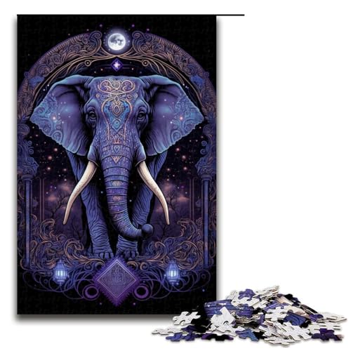 Puzzle für Erwachsene, 1000 Teile, Elefanten-Puzzle für Erwachsene, Holzpuzzle, tolles Geschenk, Größe 50 x 75 cm von LLONGKT
