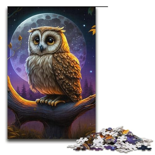 Puzzle für Erwachsene, 1000 Teile, Eulennacht-Puzzle – anspruchsvolles Spiel, Größe 38 x 26 cm von LLONGKT