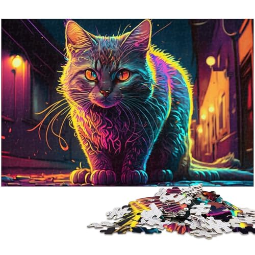 Puzzle für Erwachsene, 1000 Teile, Fantasie-Katzen-Astronauten-Puzzle, Holzpuzzle, tolles Geschenk für Erwachsene, Größe 50 x 75 cm von LLONGKT