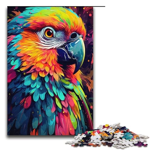 Puzzle für Erwachsene, 1000 Teile, Fantasie-Puzzle mit psychedelischem Papagei, Geschenke, Herausforderung für die Gehirnintelligenz, süchtig machendes Spielzeug (Größe 38 x 26 cm) von LLONGKT