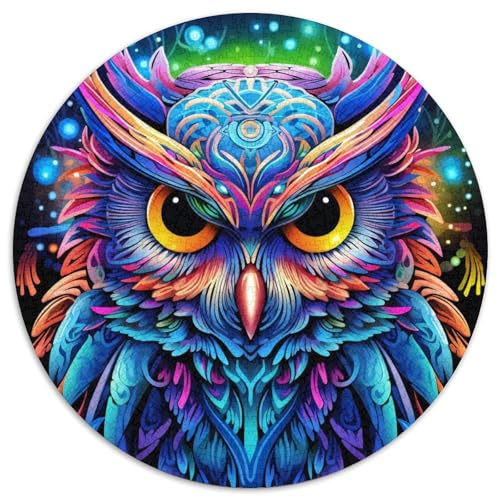 Puzzle für Erwachsene, 1000 Teile, Fantasy-Art-Eule, runde Papppuzzles, anspruchsvolles Denkspiel für Teenager, perfekt als Heimdekoration oder Geschenk (Größe 67,5 x 67,5 cm) von LLONGKT