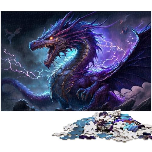 Puzzle für Erwachsene, 1000 Teile, Fantasy-Drachen-Puzzle, Quizspiel, ganze Familie, Größe 38 x 26 cm von LLONGKT