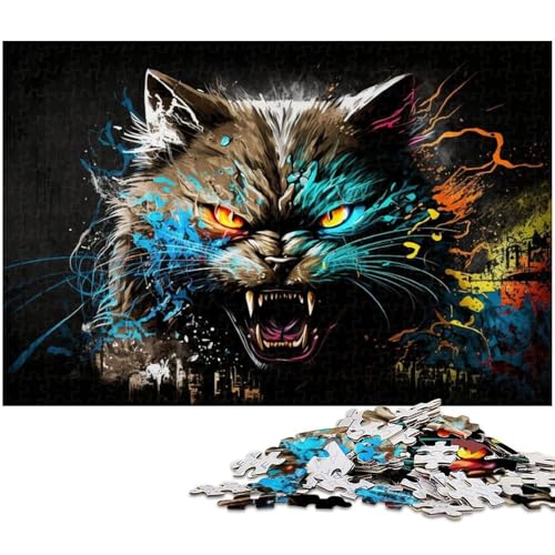 Puzzle für Erwachsene, 1000 Teile, Fantasy-Katzen-Puzzle, Quizspiel, ganze Familie, Größe 38 x 26 cm Puzzle für Erwachsene, 1000 Teile, Fantasy-Katzen-Puzzle, Quizspiel, ganze Familie, Größe 38 x 26 cm von LLONGKT