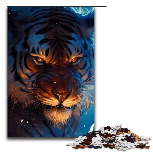 Puzzle für Erwachsene, 1000 Teile, Fantasy Lightning Tigers, Lernpuzzle, lustiges Geschenk, Größe 50 x 75 cm von LLONGKT