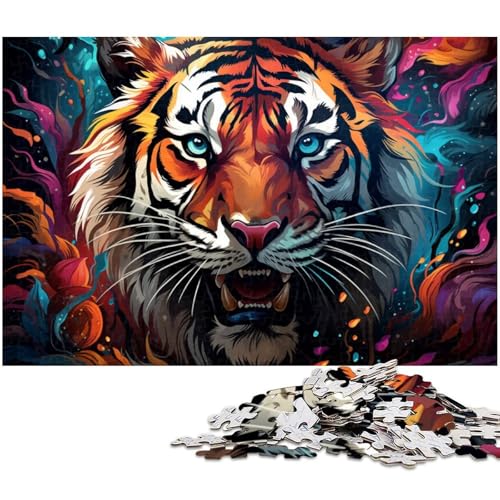 Puzzle für Erwachsene, 1000 Teile, Farbiges Fantasie-Tiger-Puzzle, Denkspiel, Spaß für zu Hause, Aktivitäten, Geburtstagsgeschenk, Reisegeschenk, Größe 50 x 75 cm Puzzle für Erwachsene, 1000 Teile, Farbiges Fantasie-Tiger-Puzzle, Denkspiel, Spaß für zu Hause, Aktivitäten, Geburtstagsgeschenk, Reisegeschenk, Größe 50 x 75 cm von LLONGKT