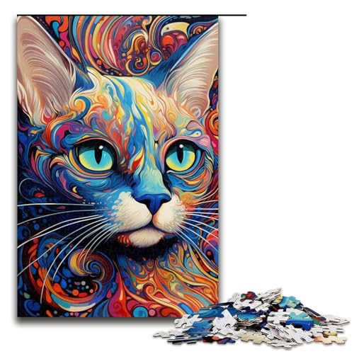Puzzle für Erwachsene, 1000 Teile, Farbkatzen-Puzzle, Lernpuzzle, Größe 50 x 75 cm von LLONGKT