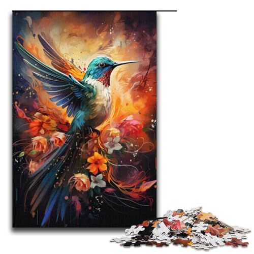 Puzzle für Erwachsene, 1000 Teile, Farbmalerei, Kolibri-Puzzle, Spielzeug, Denkspiel, Geburtstagsgeschenk, Geschenke, Wandkunst (Größe 38 x 26 cm) von LLONGKT