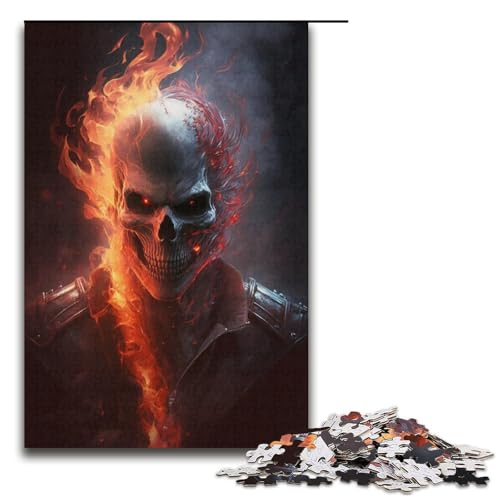 Puzzle für Erwachsene, 1000 Teile, Feuerschädel-Puzzle, Spielzeug, Denkspiel, Geburtstagsgeschenk, Geschenke, Wandkunst (Größe 38 x 26 cm) von LLONGKT