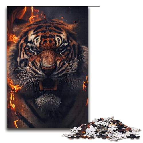 Puzzle für Erwachsene, 1000 Teile, Feuertiger, Spielzeug, Denkspiel, einzigartiges Herausforderungsspiel, Größe 38 x 26 cm Puzzle für Erwachsene, 1000 Teile, Feuertiger, Spielzeug, Denkspiel, einzigartiges Herausforderungsspiel, Größe 38 x 26 cm von LLONGKT