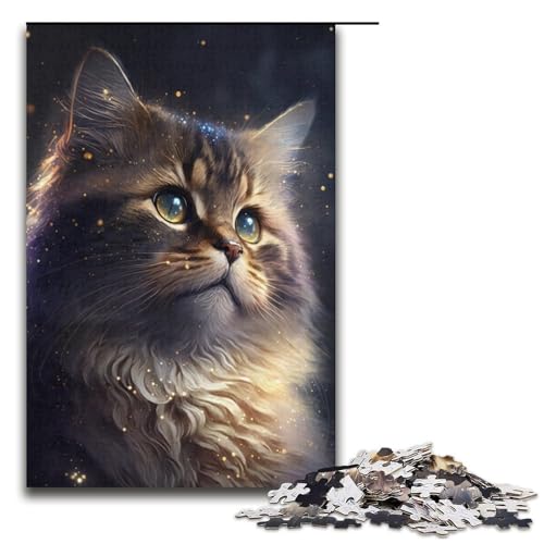 Puzzle für Erwachsene, 1000 Teile, Galaxie-Katze, Lernpuzzle, tolles Geschenk für Spiele (Größe 38 x 26 cm) von LLONGKT