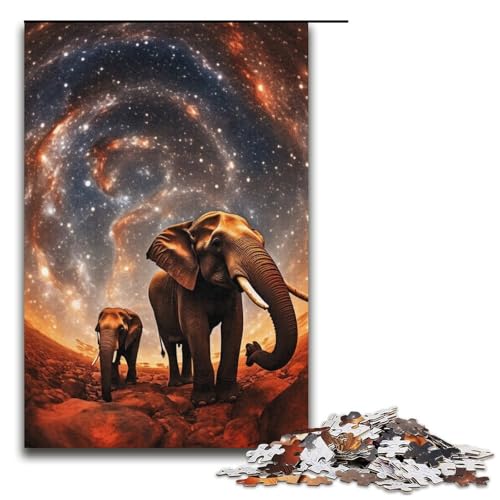 Puzzle für Erwachsene, 1000 Teile, Galaxien, Elefanten, Spielzeug, Denkspiel, einzigartiges Herausforderungsspiel, Größe 38 x 26 cm von LLONGKT