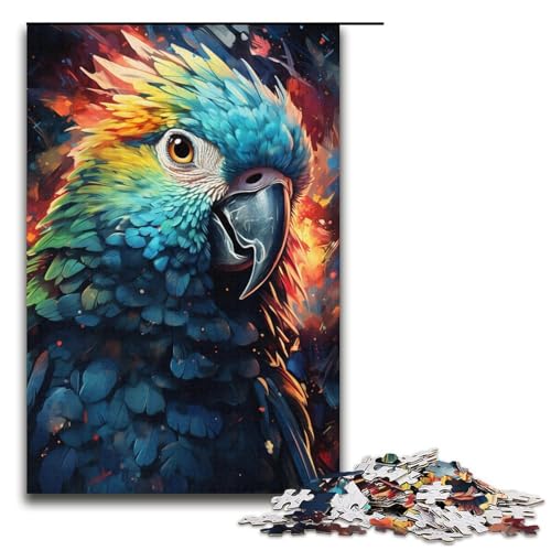 Puzzle für Erwachsene, 1000 Teile, Gemälde, bunter Papagei, schwieriges, anspruchsvolles Puzzlespiel und Familienspiel (Größe 38 x 26 cm) von LLONGKT