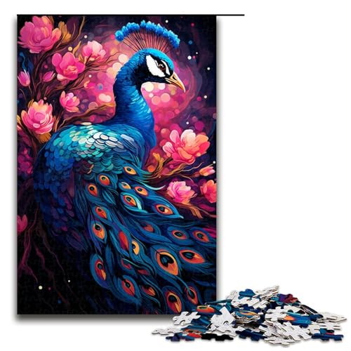 Puzzle für Erwachsene, 1000 Teile, Gemälde, bunter Pfau, Lernspiele, Heimdekoration, Puzzle, Analyse und Logik (Größe 50 x 75 cm) von LLONGKT