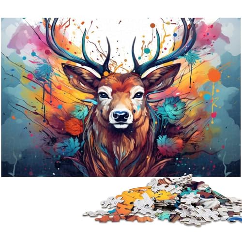 Puzzle für Erwachsene, 1000 Teile, Gemälde, buntes Hirsch-Puzzle, Quizspiel, ganze Familie, Größe 38 x 26 cm Puzzle für Erwachsene, 1000 Teile, Gemälde, buntes Hirsch-Puzzle, Quizspiel, ganze Familie, Größe 38 x 26 cm von LLONGKT