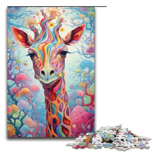 Puzzle für Erwachsene, 1000 Teile, Giraffen-Puzzle, Spielzeug zum Stressabbau, schwierige Herausforderung, Größe 38 x 26 cm von LLONGKT