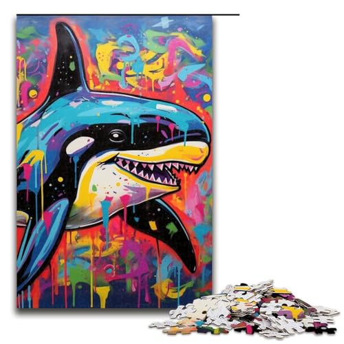 Puzzle für Erwachsene, 1000 Teile, Graffiti-Malerei, Wal-Puzzles für Holzpuzzles, Lernspiel, Herausforderungsspielzeug, Größe 50 x 75 cm von LLONGKT