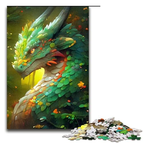 Puzzle für Erwachsene, 1000 Teile, Grüner Drache, Puzzle, Spielzeug, Denkspiel, Geburtstagsgeschenk, Geschenke, Wandkunst (Größe 50 x 75 cm) von LLONGKT