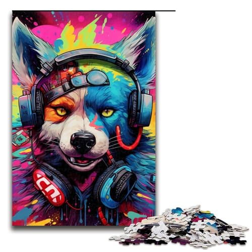 Puzzle für Erwachsene, 1000 Teile, Hund mit Kopfhörern, Puzzle für Erwachsene, Holzpuzzle, tolles Geschenk, Größe 50 x 75 cm Puzzle für Erwachsene, 1000 Teile, Hund mit Kopfhörern, Puzzle für Erwachsene, Holzpuzzle, tolles Geschenk, Größe 50 x 75 cm von LLONGKT