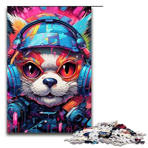 Puzzle für Erwachsene, 1000 Teile, Hund mit Kopfhörern, Spielzeug, Denkspiel, einzigartiges Herausforderungsspiel, Größe 50 x 75 cm von LLONGKT
