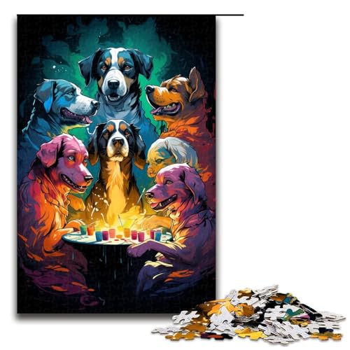 Puzzle für Erwachsene, 1000 Teile, Hundespielkarten, anspruchsvolles Spiel, Geschenke, Weihnachtspuzzle (Größe 50 x 75 cm) von LLONGKT