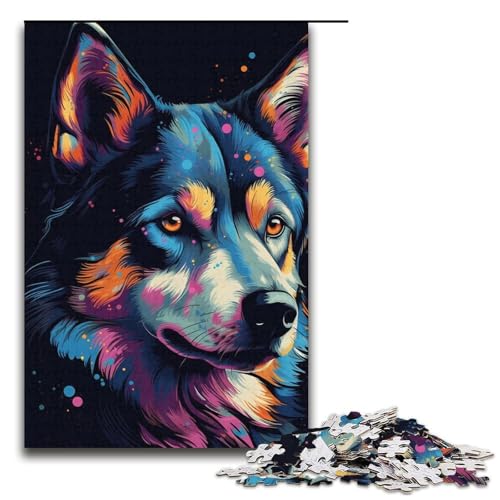 Puzzle für Erwachsene, 1000 Teile, Husky, farbenfroh, Lernspiele für Zuhause, DIY-Spielzeug, Lernspiel für Geburtstag, Weihnachten, Größe 38 x 26 cm Puzzle für Erwachsene, 1000 Teile, Husky, farbenfroh, Lernspiele für Zuhause, DIY-Spielzeug, Lernspiel für Geburtstag, Weihnachten, Größe 38 x 26 cm von LLONGKT