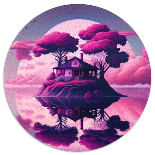 Puzzle für Erwachsene, 1000 Teile, Insel im See, runde Puzzles aus Pappe, anspruchsvolles Denkspiel für Teenager, perfekt als Heimdekoration oder Geschenk (Größe 67,5 x 67,5 cm) von LLONGKT