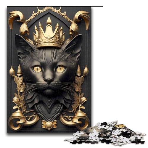 Puzzle für Erwachsene, 1000 Teile, Katze, goldenes Art-Deco-Puzzle – anspruchsvolles Spiel, tolles Geschenk für Spiele, geeignet für und Jugendliche ab 14 Jahren, Größe 50 x 75 cm von LLONGKT