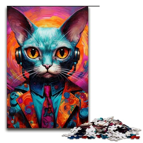 Puzzle für Erwachsene, 1000 Teile, Katze im Anzug, Spielzeug, Denkspiel, einzigartiges Herausforderungsspiel, Größe 50 x 75 cm Puzzle für Erwachsene, 1000 Teile, Katze im Anzug, Spielzeug, Denkspiel, einzigartiges Herausforderungsspiel, Größe 50 x 75 cm von LLONGKT