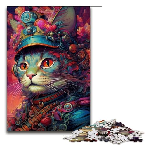 Puzzle für Erwachsene, 1000 Teile, Katze im Hut, Eltern-Kind-Interaktion, geeignet für Jugendliche ab 14 Jahren von LLONGKT
