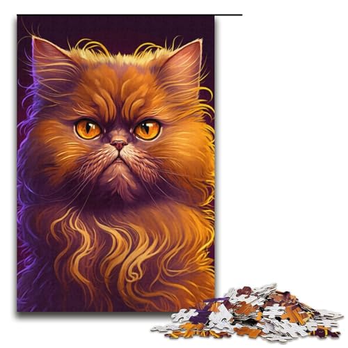 Puzzle für Erwachsene, 1000 Teile, Katzenfarben-Lernpuzzle, tolles Geschenk für Spiele (Größe 38 x 26 cm) von LLONGKT