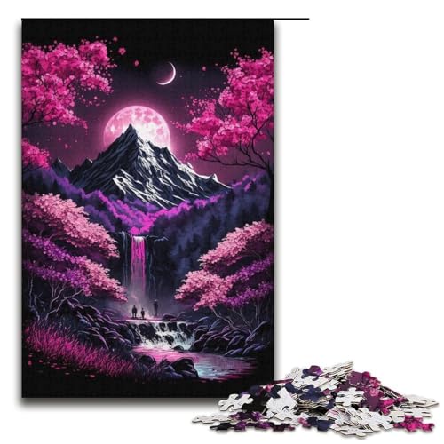 Puzzle für Erwachsene, 1000 Teile, Kirschblüten-Berg-Puzzle, Kartonpuzzle, Familiendekoration, Größe 38 x 26 cm von LLONGKT