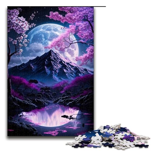 Puzzle für Erwachsene, 1000 Teile, Kirschblüten-Berg-Puzzle, anspruchsvolles Spiel, perfekte Dekoration, Größe 50 x 75 cm von LLONGKT