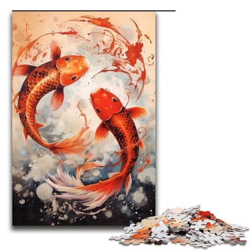 Puzzle für Erwachsene, 1000 Teile, Koi-Fische, Familiendekoration, Größe 50 x 75 cm von LLONGKT