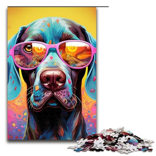 Puzzle für Erwachsene, 1000 Teile, Kopfhörer, Hund, Familienaktivitätspuzzle, stärkt die Liebe zwischen Paaren, Größe 50 x 75 cm von LLONGKT