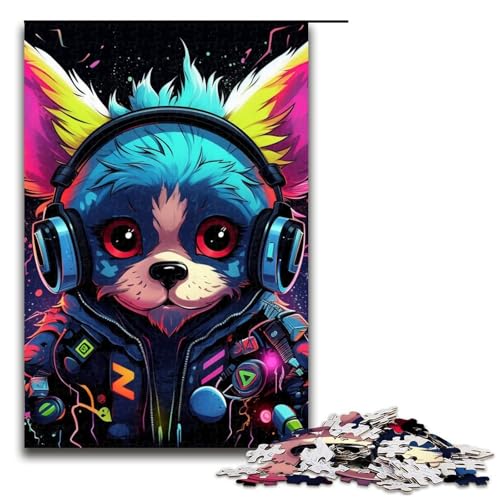 Puzzle für Erwachsene, 1000 Teile, Kopfhörer, Hunde-Puzzle, Geschenke, Familienspiel, Stressabbau, schwierige Herausforderung, Größe 50 x 75 cm Puzzle für Erwachsene, 1000 Teile, Kopfhörer, Hunde-Puzzle, Geschenke, Familienspiel, Stressabbau, schwierige Herausforderung, Größe 50 x 75 cm von LLONGKT