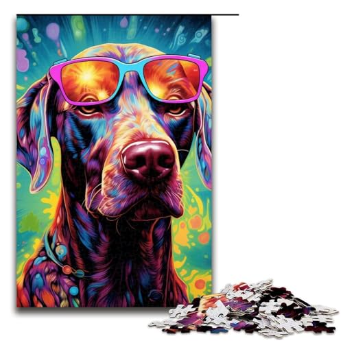 Puzzle für Erwachsene, 1000 Teile, Kopfhörer, Hunde-Puzzle, Holzpuzzle, Heimdekoration, Größe 50 x 75 cm von LLONGKT