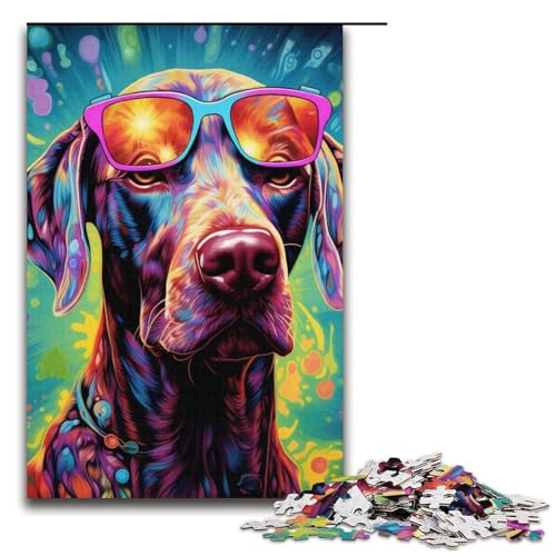 Puzzle für Erwachsene, 1000 Teile, Kopfhörer, Hunde-Puzzle, Karton, Heimdekoration, Größe 38 x 26 cm von LLONGKT