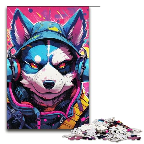 Puzzle für Erwachsene, 1000 Teile, Kopfhörer, Hunde-Puzzle, Lernspiel, Herausforderung, Spielzeug, Geschenke für Freunde und Familie, Größe 50 x 75 cm von LLONGKT