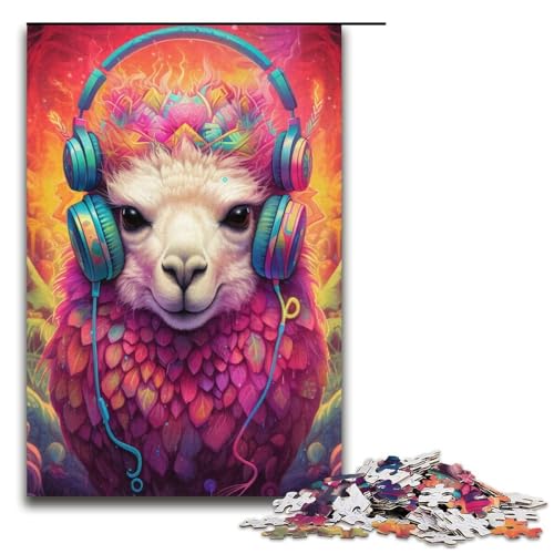 Puzzle für Erwachsene, 1000 Teile, Kopfhörer-Alpaka-Puzzle – anspruchsvolles Spiel, tolles Geschenk für Spiele, geeignet für und Jugendliche ab 14 Jahren, Größe 38 x 26 cm von LLONGKT