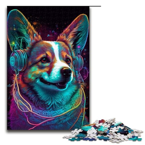 Puzzle für Erwachsene, 1000 Teile, Kopfhörer-Corgi-Puzzle für Teenager, Holzpuzzle, gutes Geschenk für Erwachsene, Größe 50 x 75 cm Puzzle für Erwachsene, 1000 Teile, Kopfhörer-Corgi-Puzzle für Teenager, Holzpuzzle, gutes Geschenk für Erwachsene, Größe 50 x 75 cm von LLONGKT