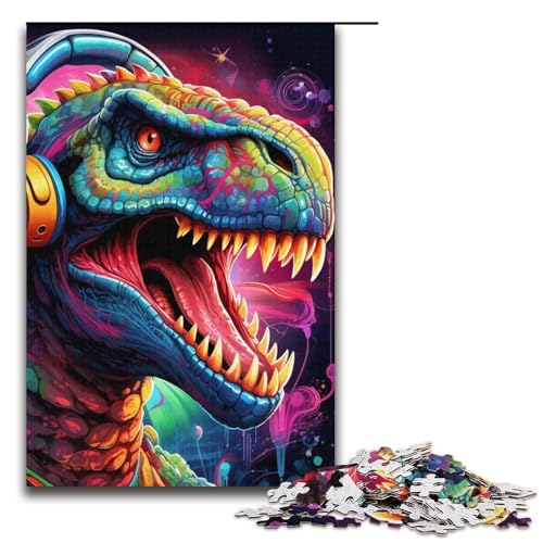 Puzzle für Erwachsene, 1000 Teile, Kopfhörer-Dinosaurier-Puzzle, Geschenk zum Geburtstag für Teenager ab 14 Jahren, Größe 38 x 26 cm von LLONGKT