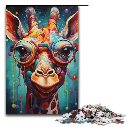 Puzzle für Erwachsene, 1000 Teile, Kopfhörer-Giraffe, Puzzle-Geschenke, ganze Familie, Größe 38 x 26 cm von LLONGKT