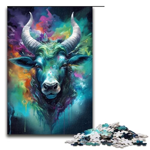 Puzzle für Erwachsene, 1000 Teile, Kuh, Bezaubernde Puzzles für Erwachsene, Holzpuzzle, Lernspielzeug, Größe 50 x 75 cm von LLONGKT